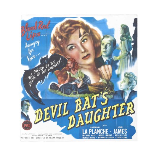 Devil Bat's Daughter,  horror film poster Notitieblok (Voorkant)