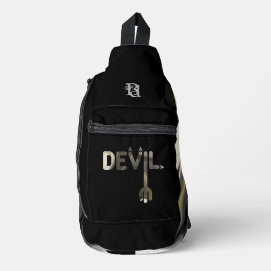 DEVIL Black Sling Bag Trend Abstract Goud (Voorkant)