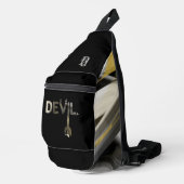 DEVIL Black Sling Bag Trend Abstract Goud (Rechterhoek)