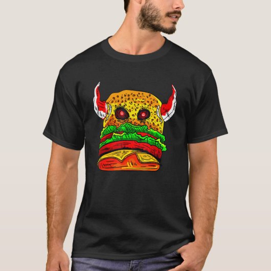 Devil Burger Hamburger Cheesburger Delicious Food T-shirt (Voorkant)