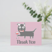 Devil Cat with Wine Dank je Briefkaart (Staand voorkant)