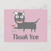 Devil Cat with Wine Dank je Briefkaart (Voorkant)