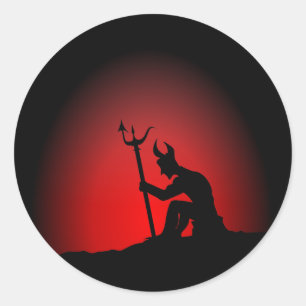 Devil contemplating ronde sticker