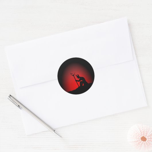Devil contemplating ronde sticker (Envelop)