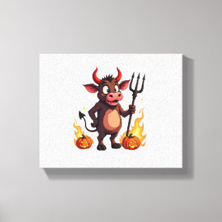 Devil Cow Mischief Canvas Afdruk