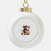 Devil Cow Mischief Keramische Bal Ornament (Voorkant)