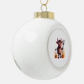 Devil Cow Mischief Keramische Bal Ornament (Links)