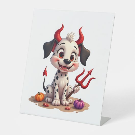 Devil Dalmatian Mischief Reclamebord Met Voetstuk (Voorkant)
