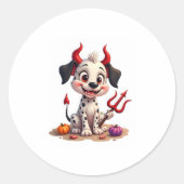 Devil Dalmatian Mischief Ronde Sticker (Voorkant)