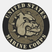 Devil Dog  Emblem Ronde Sticker (Voorkant)