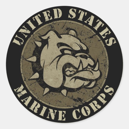 Devil Dog Emblem Ronde Sticker (Voorkant)