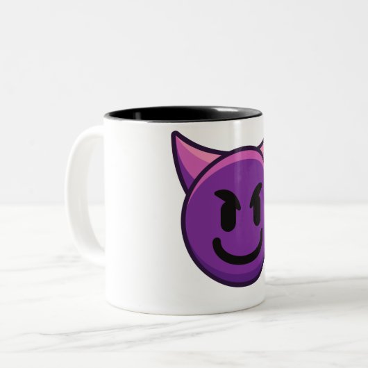 Devil Emoji Printed Two-Tone Coffee Mok (Voorkant links)
