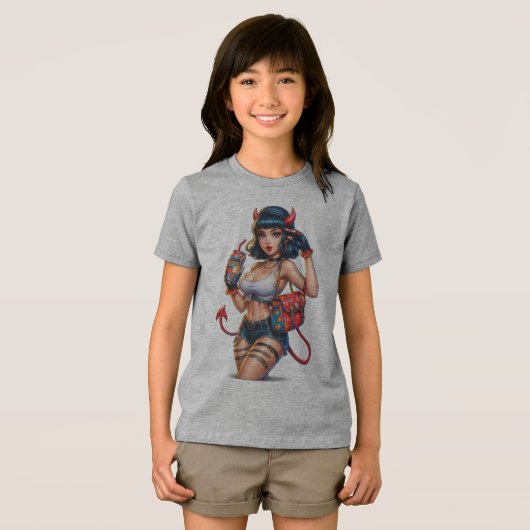 Devil Energy Girl Graphic T-shirt – Edgy Anime Str (Voorkant volledig)