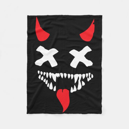 Devil Face Lazy Halloween Costume Scary Creepy Spo Fleece Deken (Voorkant)
