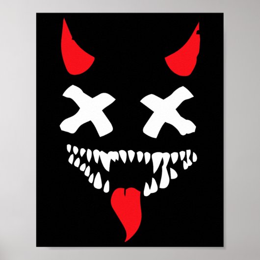 Devil Face Lazy Halloween Costume Scary Creepy Spo Poster (Voorkant)
