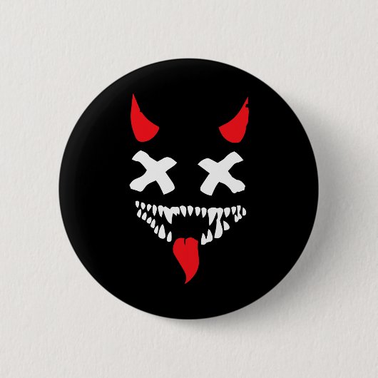 Devil Face Lazy Halloween Costume Scary Creepy Spo Ronde Button 5,7 Cm (Voorkant)