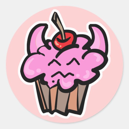 Devil Food Cupcake Ronde Sticker (Voorkant)
