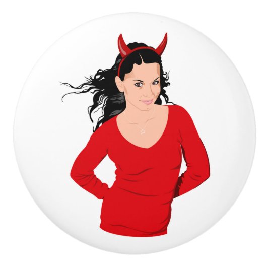 DEVIL GIRL KERAMISCHE KNOP (Voorkant)