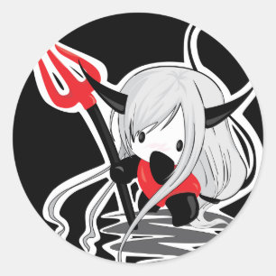 Devil Girl Ronde Sticker