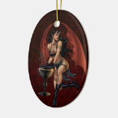 Devil Girl Witch's Cauldron-rokende Gothische Kuns Keramisch Ornament (Links)