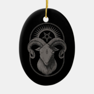 Devil Goat Pentagram Baphomet Satan Occult Satanic Keramisch Ornament