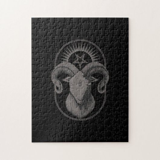 Devil Goat Pentagram Baphomet Satan Occult Satanic Legpuzzel (Verticaal)
