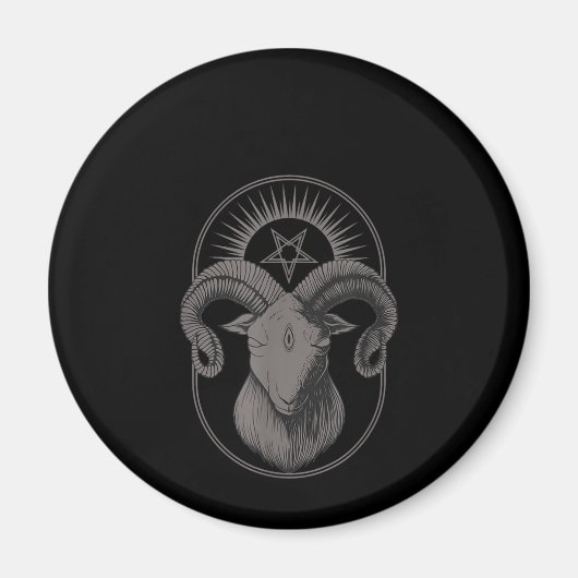 Devil Goat Pentagram Baphomet Satan Occult Satanic Magneet (Voorkant)