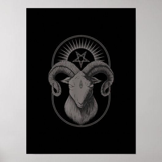 Devil Goat Pentagram Baphomet Satan Occult Satanic Poster (Voorkant)