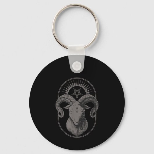 Devil Goat Pentagram Baphomet Satan Occult Satanic Sleutelhanger (Voorkant)