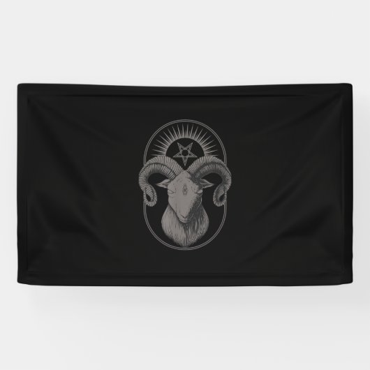 Devil Goat Pentagram Baphomet Satan Occult Satanic Spandoek (Horizontaal)