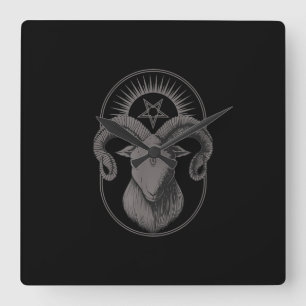 Devil Goat Pentagram Baphomet Satan Occult Satanic Vierkante Klok