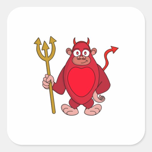 Devil Gorilla Vierkante Sticker (Voorkant)
