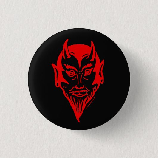 Devil Head Red en Black Ronde Button 3,2 Cm (Voorkant)