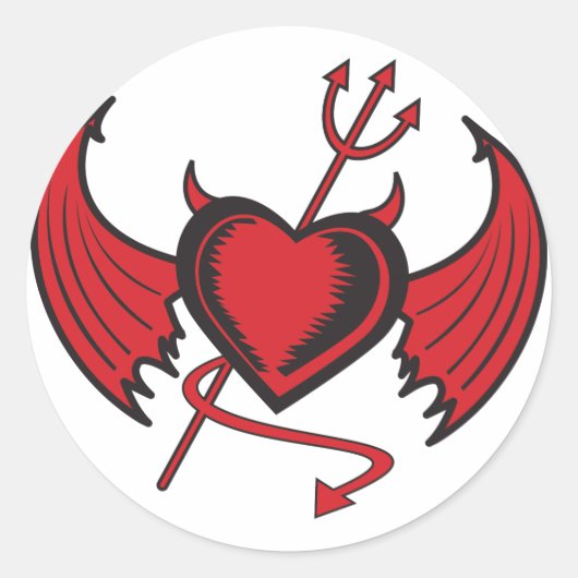 Devil Hearts Ronde Sticker (Voorkant)