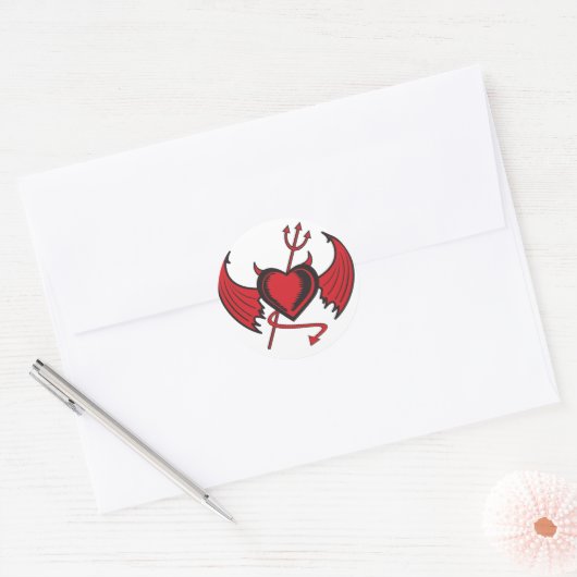 Devil Hearts Ronde Sticker (Envelop)