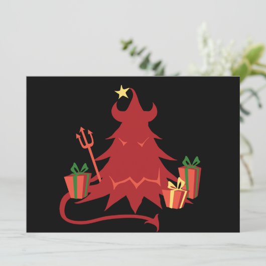 Devil Holiday Tree Feestdagenkaart (Staand voorkant)