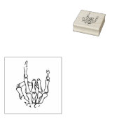 Devil Horns Skeleton Hands Heavy Metal Muziek Rubberstempel (Gestempeld)