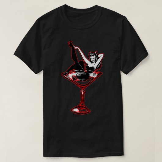 Devil Meisje PinUp Halloween Kostuum T-shirt (Design voorkant)