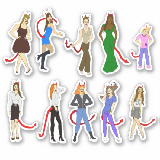 devil meisje sticker blad (Voorkant)