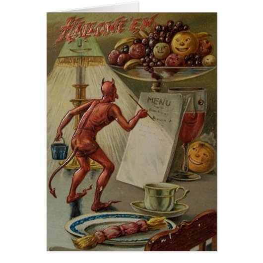  Devil-menu Halloween-kaart (Voorkant)