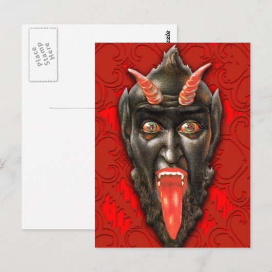Devil met Red Tongue en Horns Briefkaart (Voorkant / Achterkant)