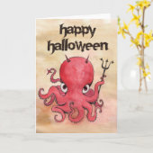 Devil Octopus Halloween Kaart (Gele Bloem)
