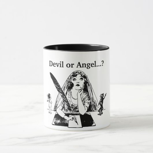 Devil of Angel -  Black & White Coffee Cup Mok (Midden)
