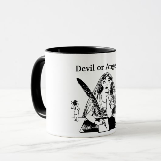 Devil of Angel -  Black & White Coffee Cup Mok (Voorkant links)
