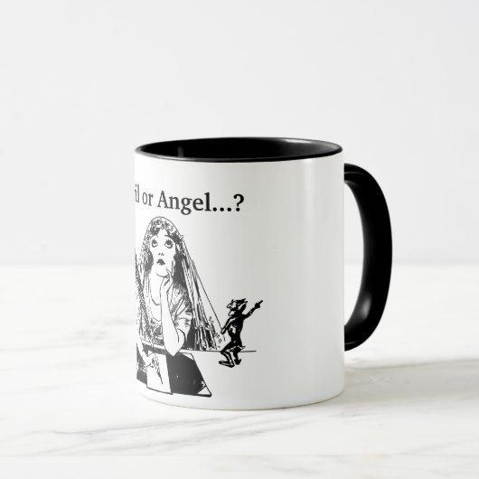 Devil of Angel -  Black & White Coffee Cup Mok (Voorkant rechts)