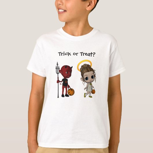 Devil of Angel Trick or treat Halloween T-shirt (Voorkant)