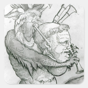 Devil Plays Man Head as a Saxophone, 1144 Vierkante Sticker
