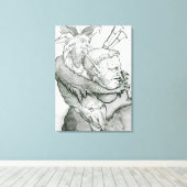 Devil Plays Man hoofd Saxophone, 1144 Canvas Afdruk (Insitu (Houten vloer))