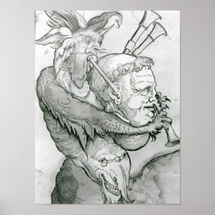 Devil Plays Man hoofd Saxophone, 1144 Poster