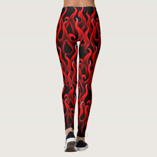 Devil Red Fire Flames Halloween kostuum Leggings (Achterkant)